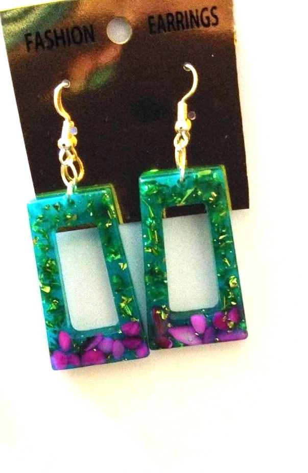 Handmade Resin Rectangle Earrings