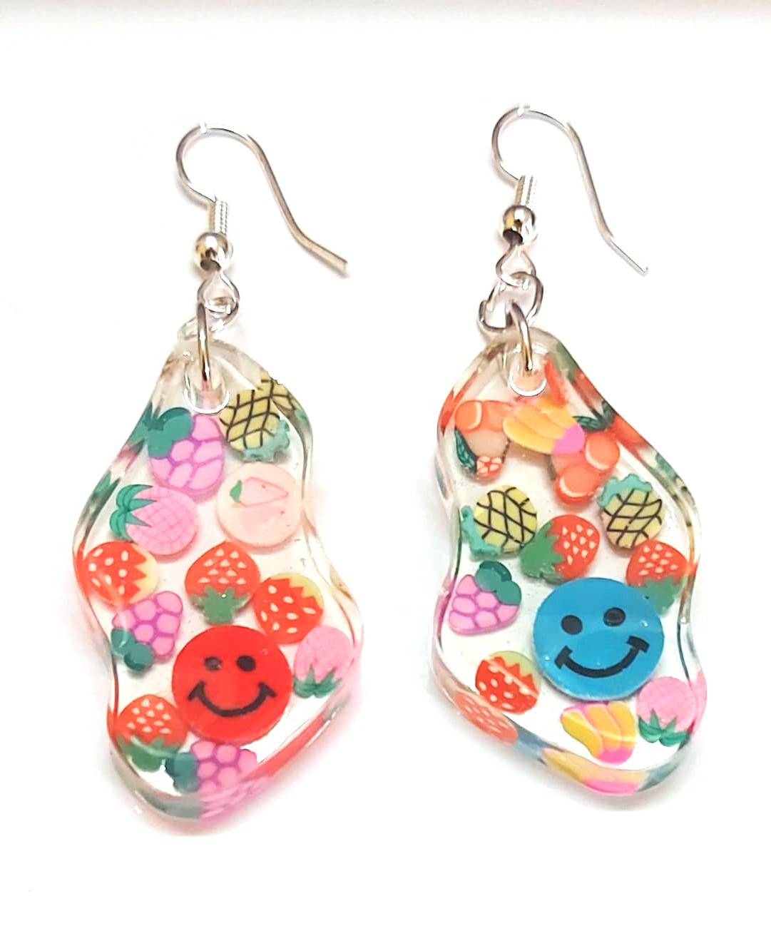 Resin Imported Fabric Chips Earrings (1Set)