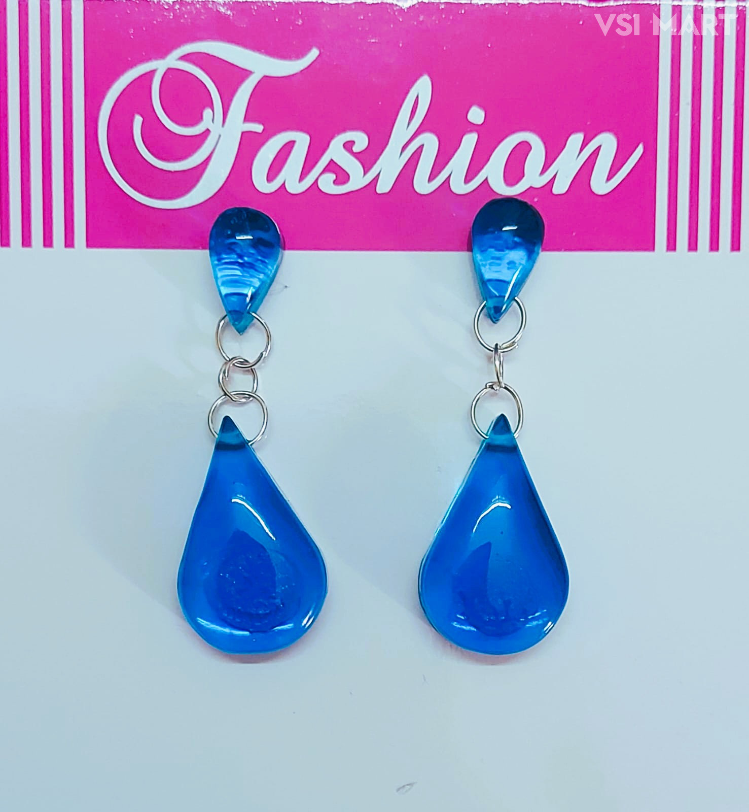 Resin Clear Blue Earrings (1Set)