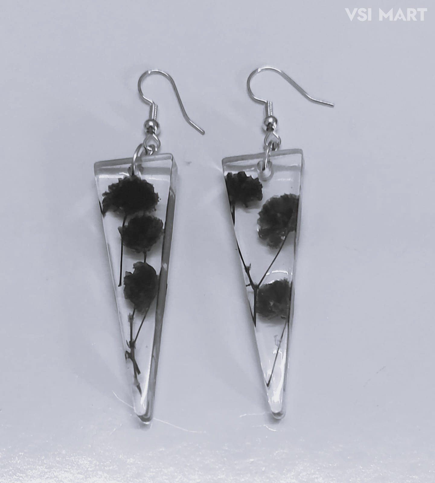 Clear Resin Long Triangle Earrings (1Set)