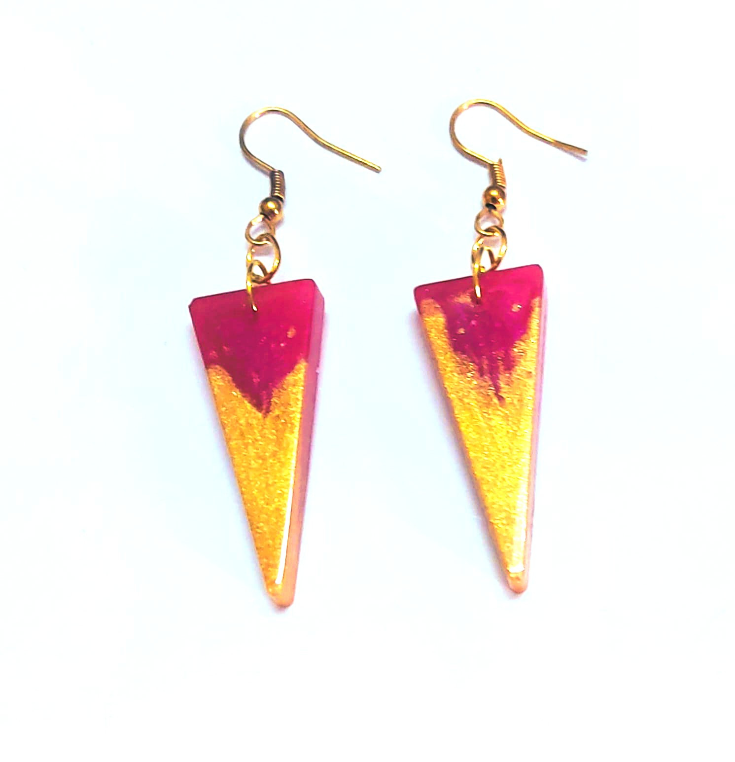 Resin Isosceles Triangle Golden Earrings (1Set)