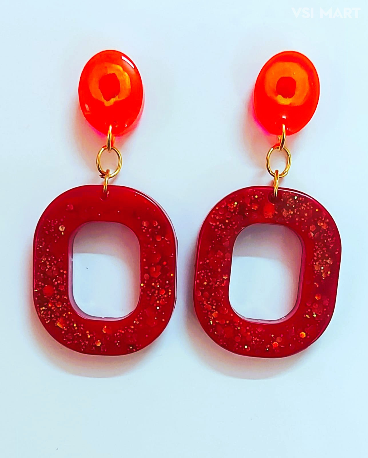 Resin Square Outline Earrings (1Set)