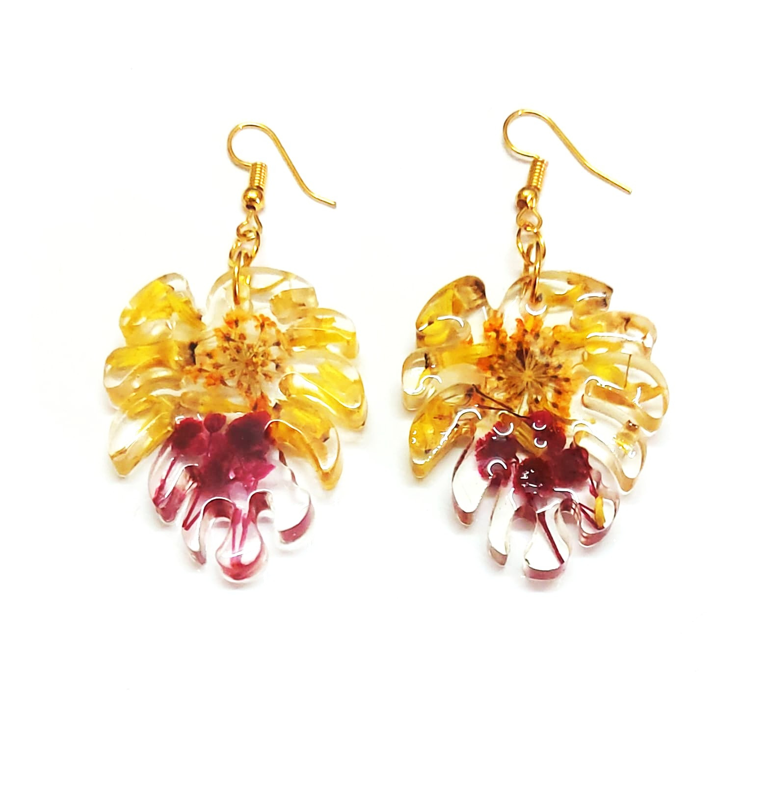 Resin Clear Monstera Leaf  Earrings (1Set)
