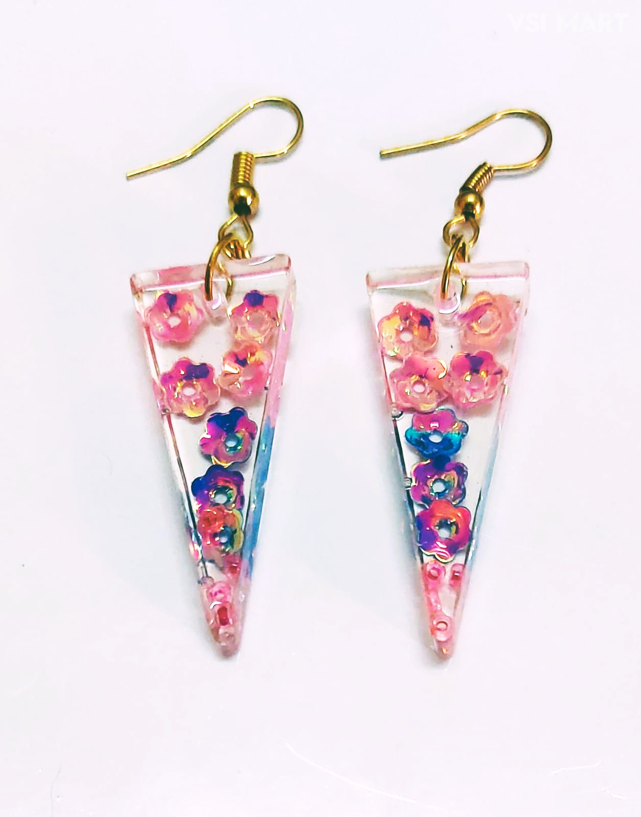 Resin Long Triangle Clear Earrings (1Set)