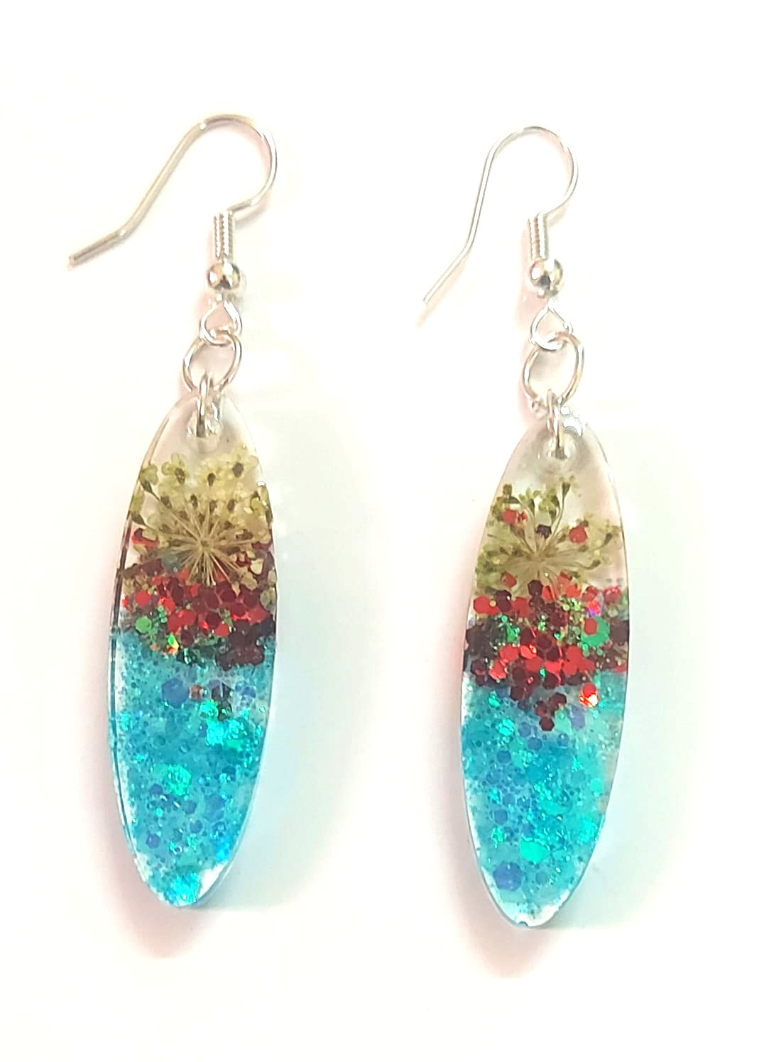 Clear Resin Short Oval Earrings