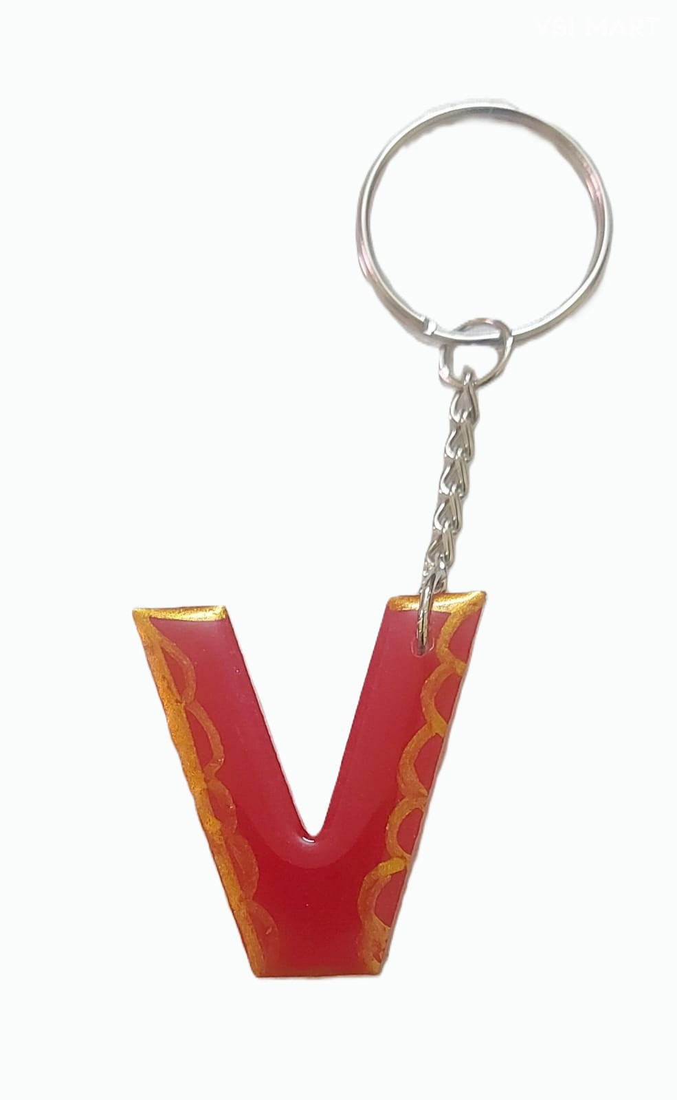 Resin Alphabetic "V" Keychain