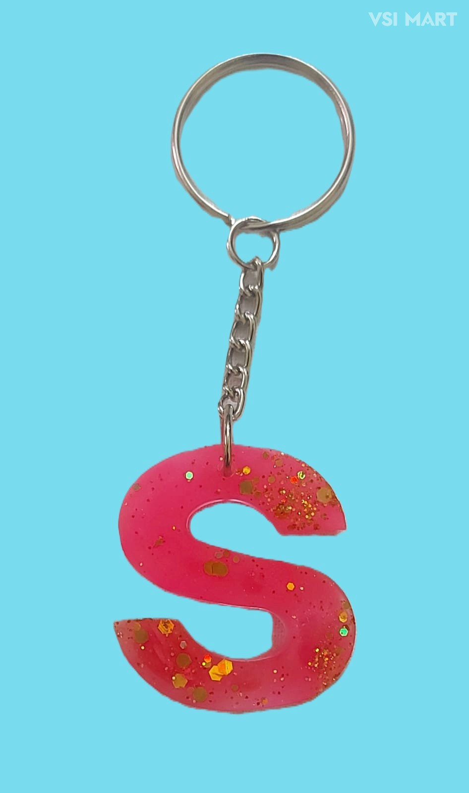 Resin Pink Alphabetic "S" Keychain