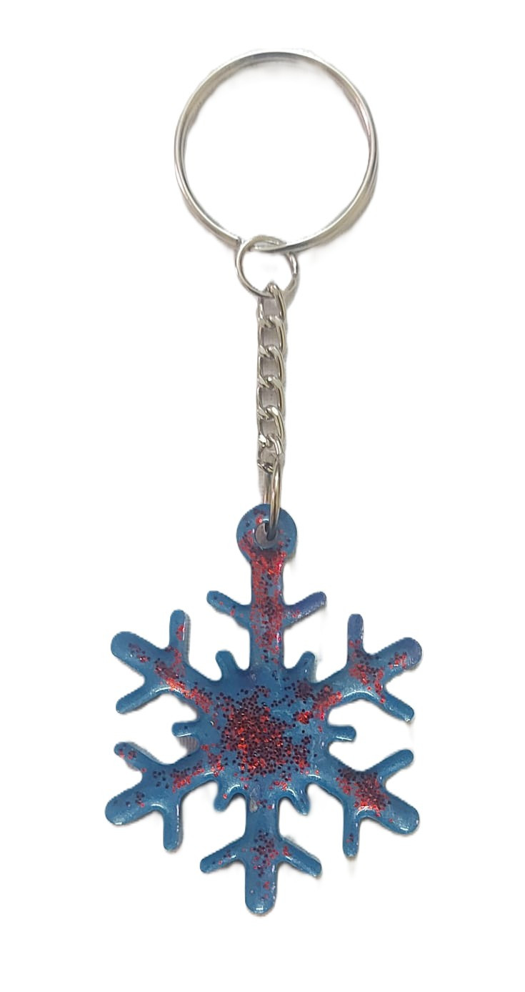 Resin Snowflake Keychain