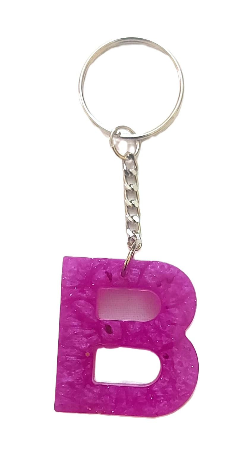 Resin Pink Alphabetic "B" Keychain