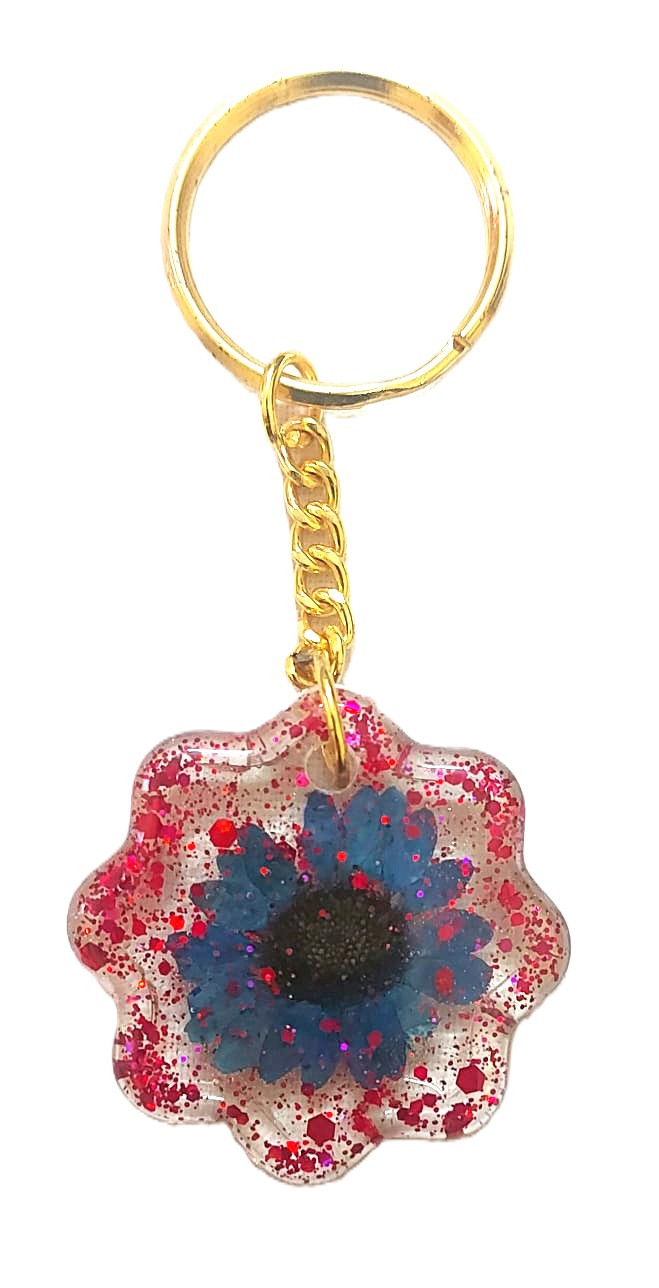 Resin Sparkling Flower Keychain