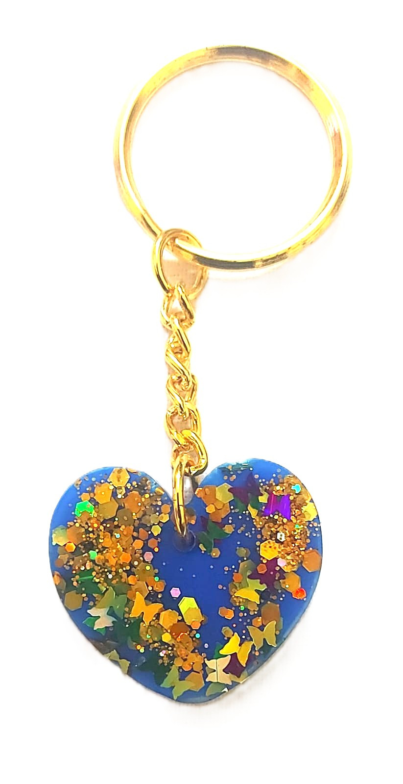 Resin Blue Heartin Keychain