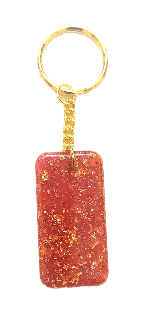 Resin Red Rectangle Keychain