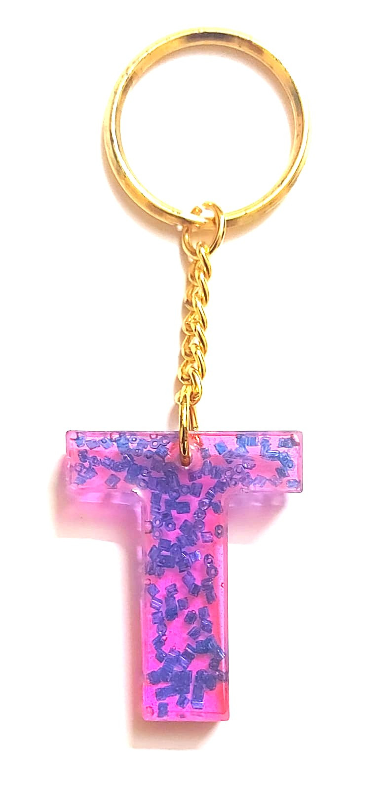 Resin Glassy "T" Keychain