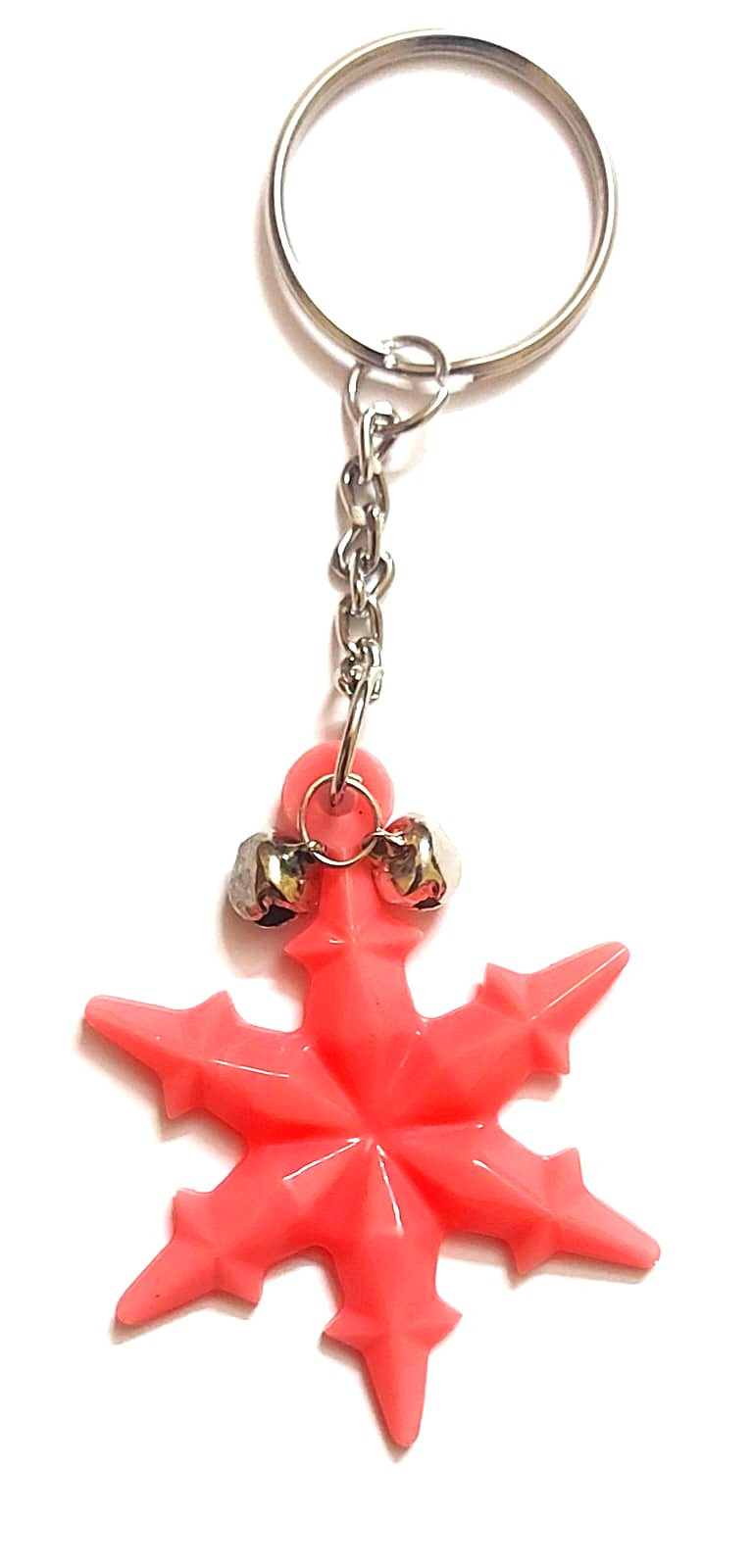 Resin Red Snowflakes Keychain