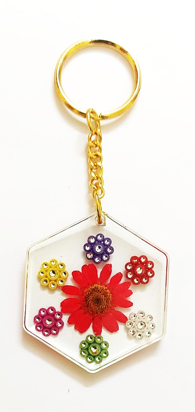 Resin Hexagon Shape Keychain