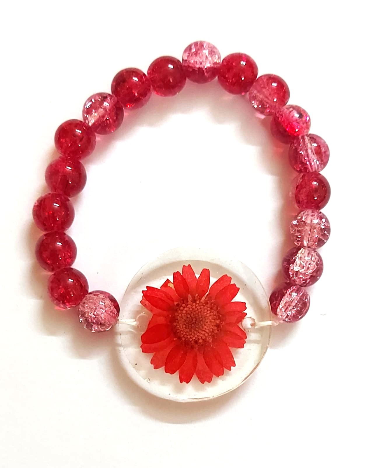 Crystal Beads Clear Pendant Bracelet