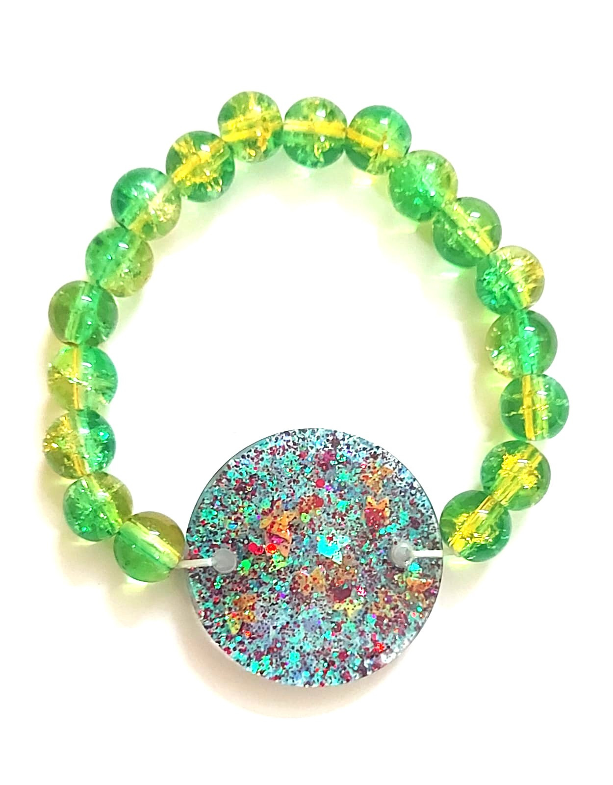 Green & Yellow Crystal Beads Pendant Bracelet