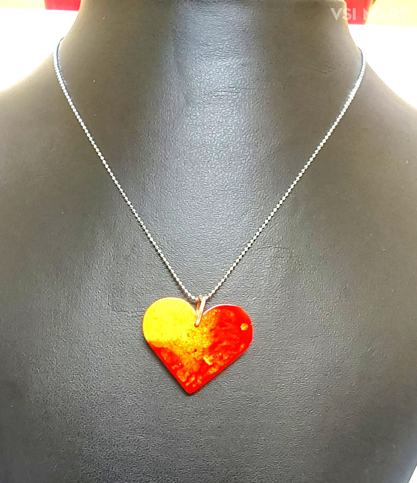 Resin Gold & Red Hearten Pendent Chain