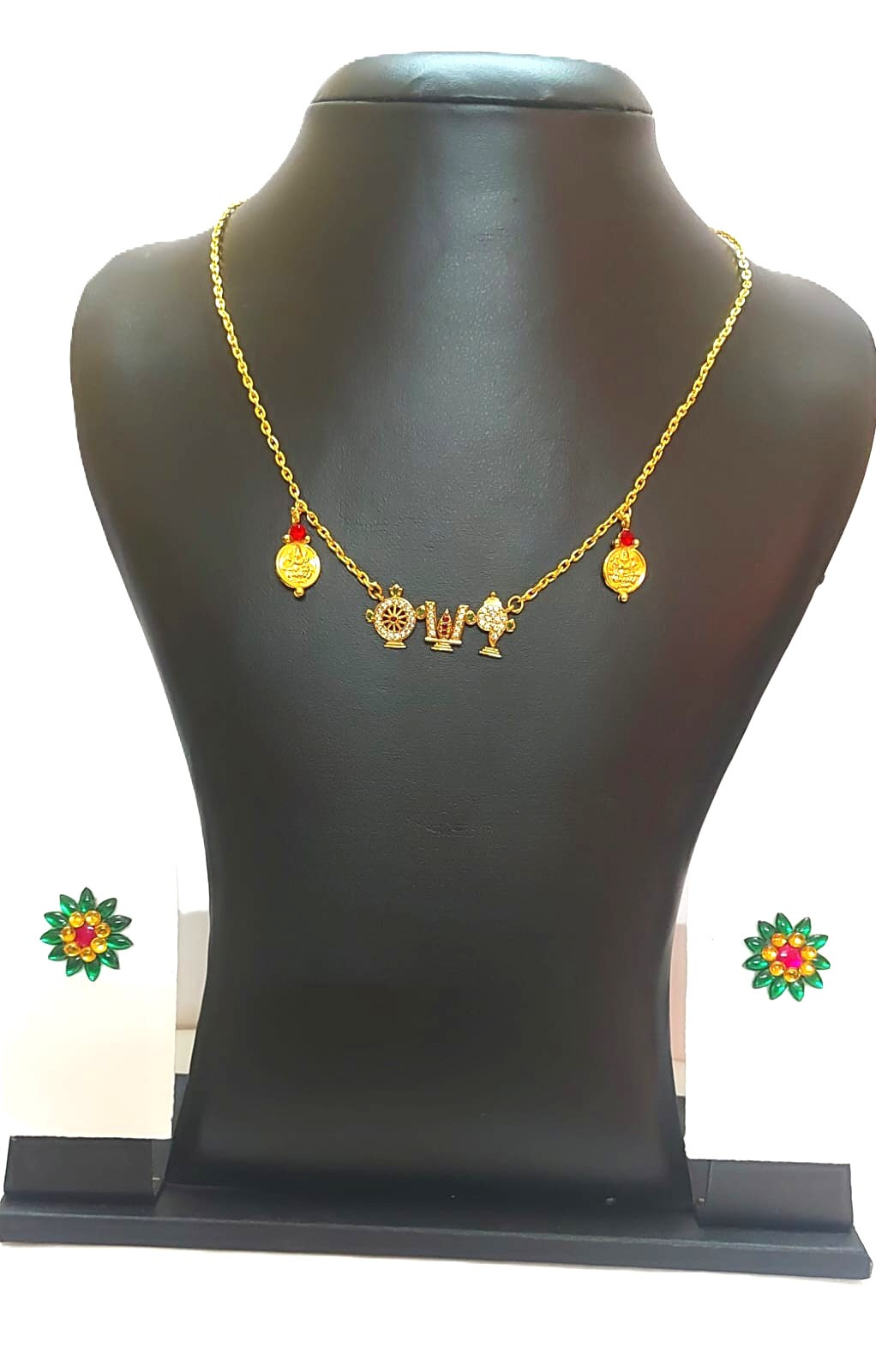 Premium Perumal Chain Necklace with Stud Earrings (1Set)