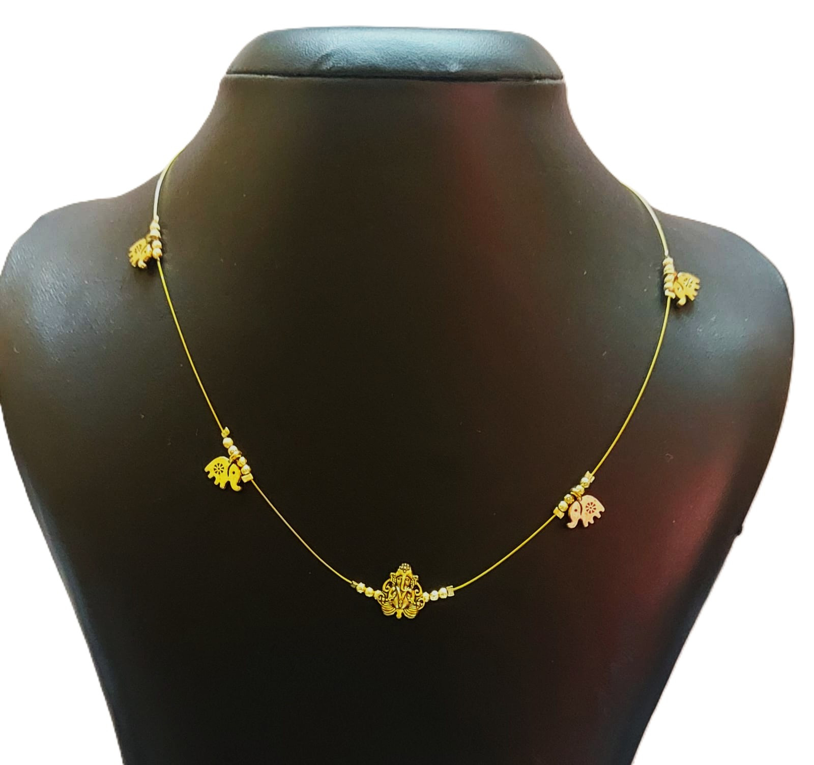 Invisible Necklace Gold Plated Ganesh Pendent