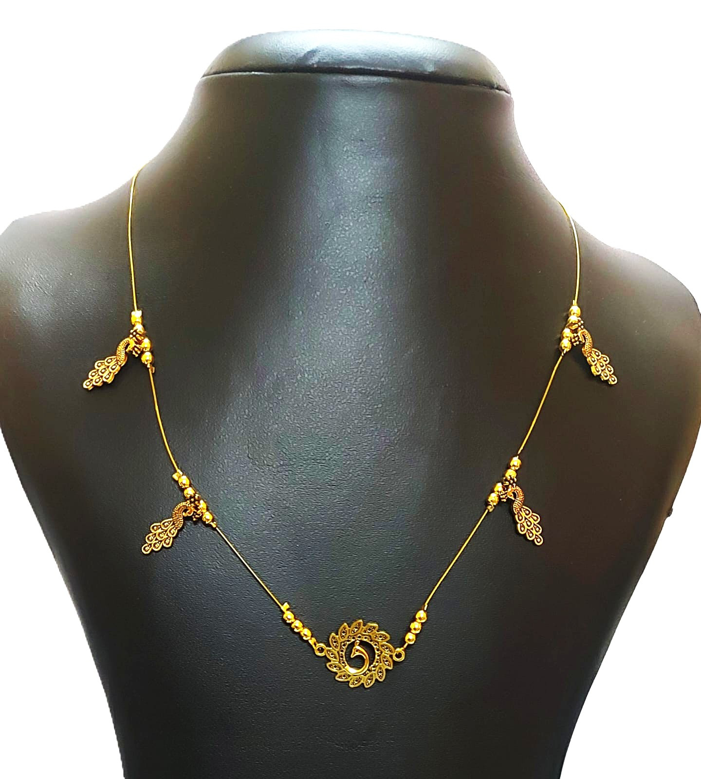Antique Phoenix with Mayura Dollars Invisible Necklace