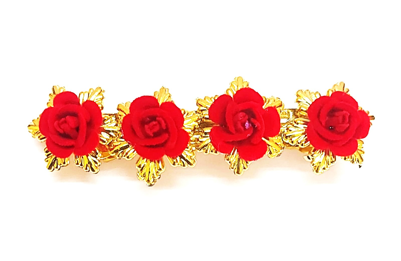 Red Rose Golden Flowers Clip