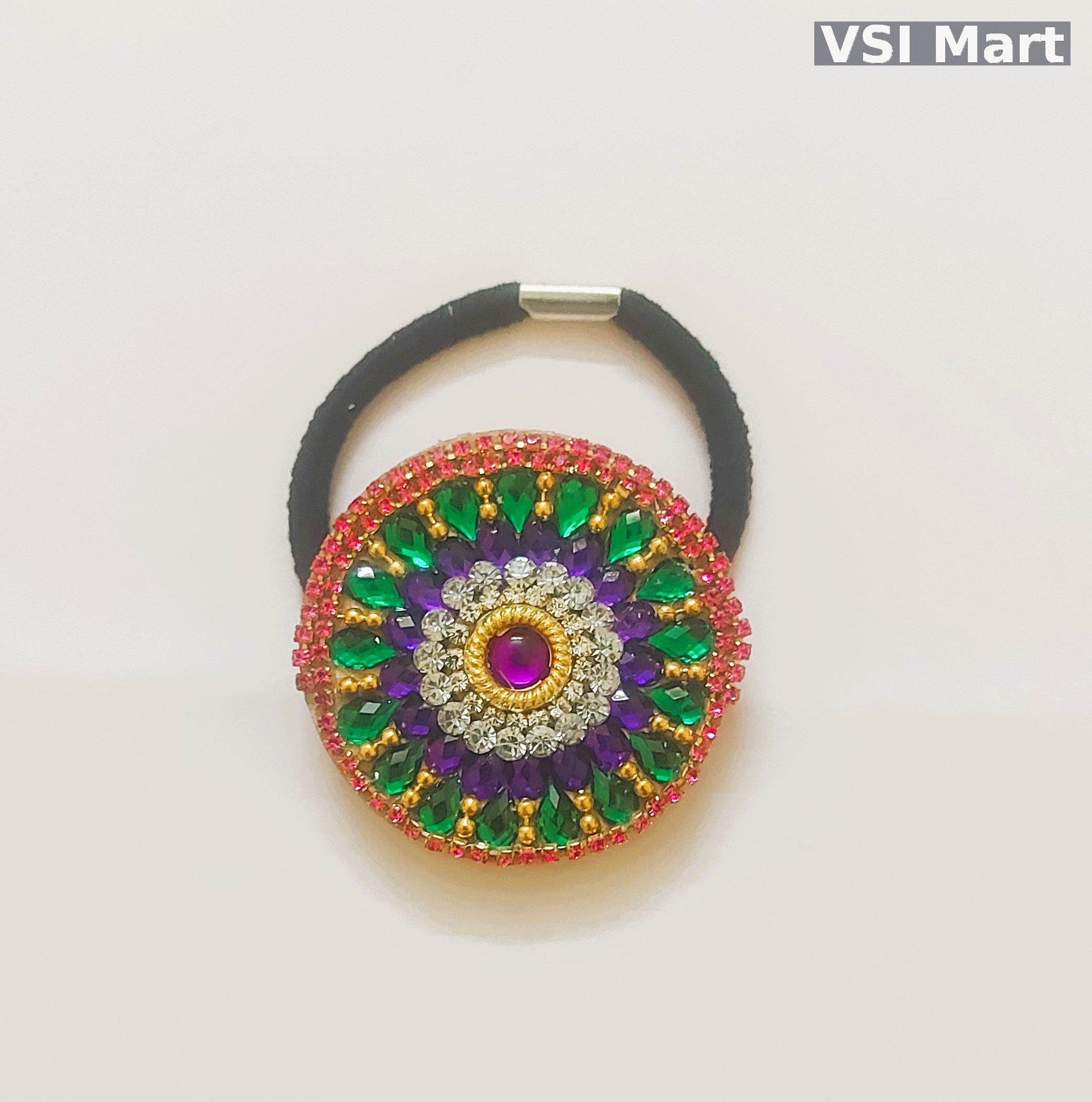 Ruby Pink & Emerald Green Premium Stones Hair Bands