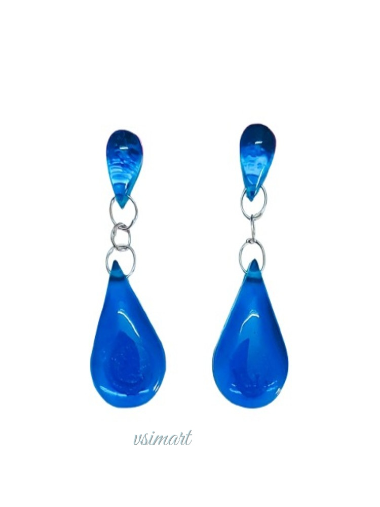 Resin Clear Blue Earrings (1Set)