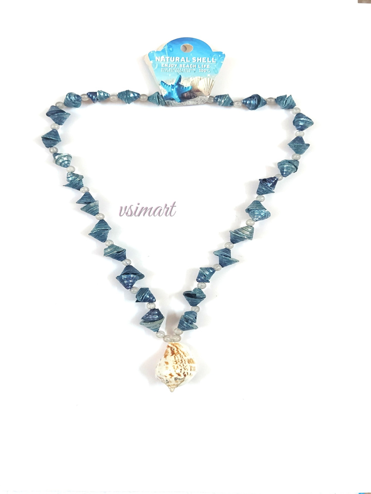 100% Natural Shank Mala with Big Shank Pendent