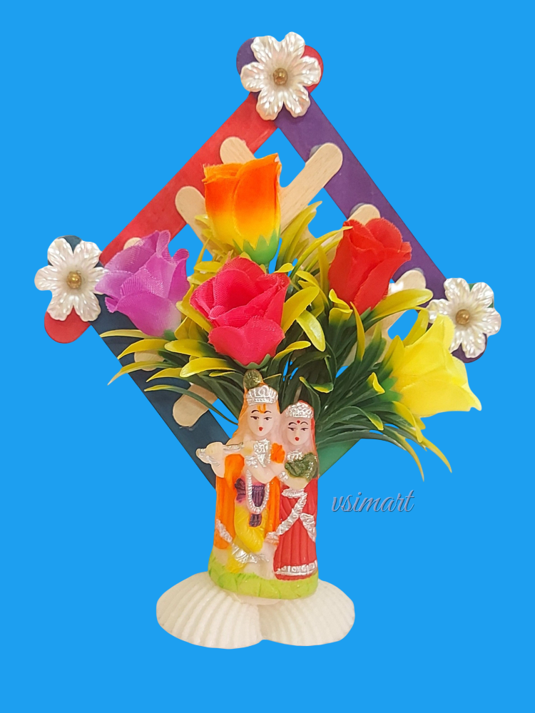 Colorful Wooden Stick Radha Krishna Idol for Return Gift