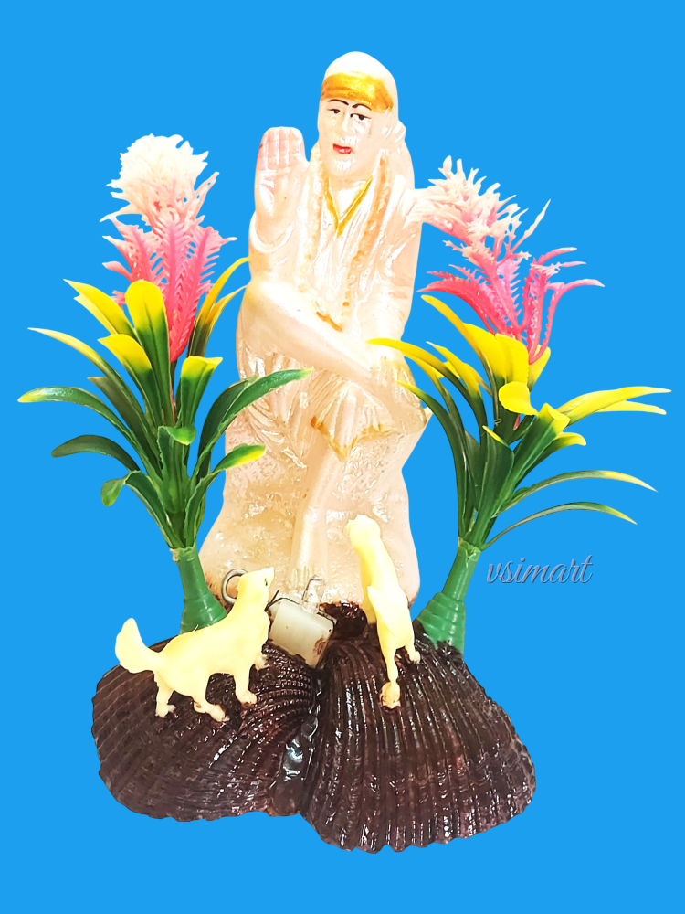 Natural Seashells Shirdi Sai Baba Statue Blinking Light Set