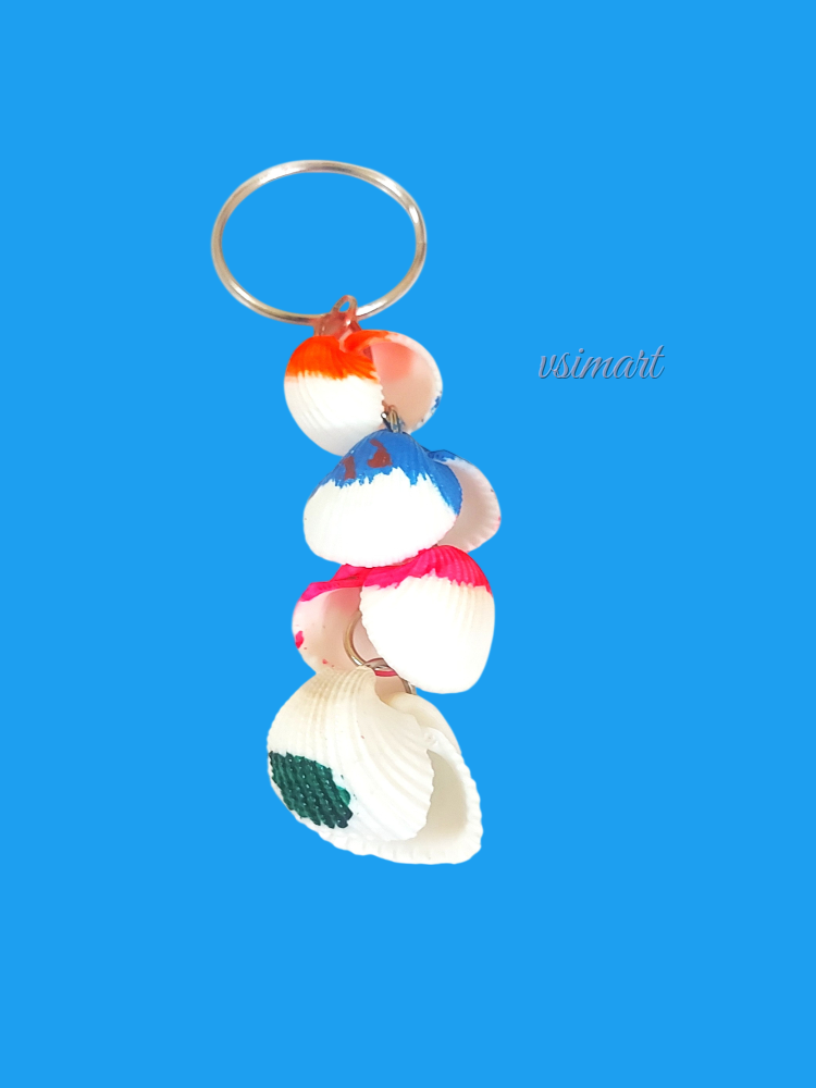 Four Layer Natural Seashells Colourful Keychain (Special)