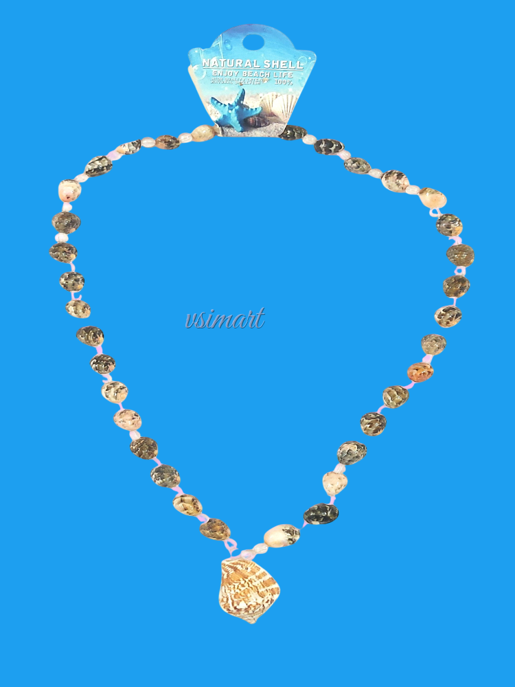 100% Natural Shank Mala with Big Shank Pendent