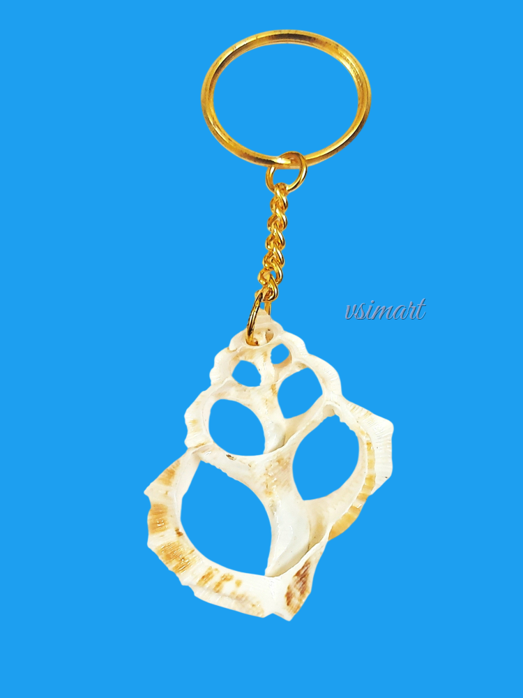 Natural Seashells Leaves Cutting Shank Keychain