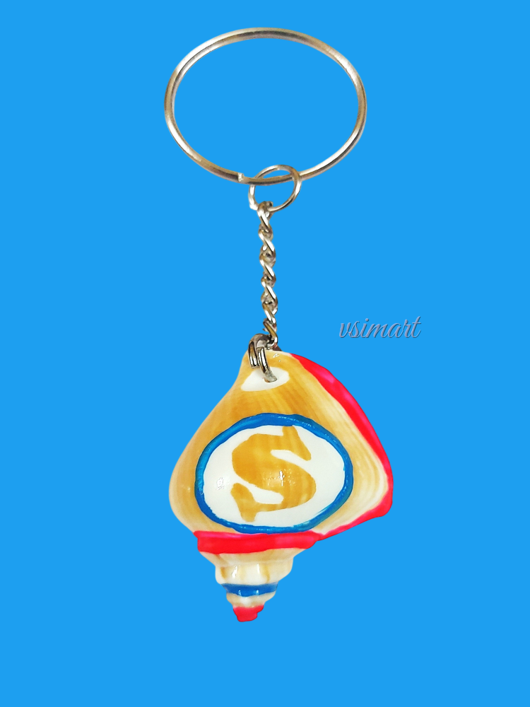 Alphabet Letters Natural Seashell Shank Colorful Keychains