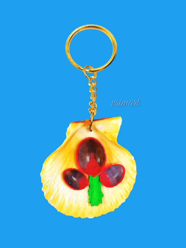 Rare Variety Natural Seashell Colorful Keychain