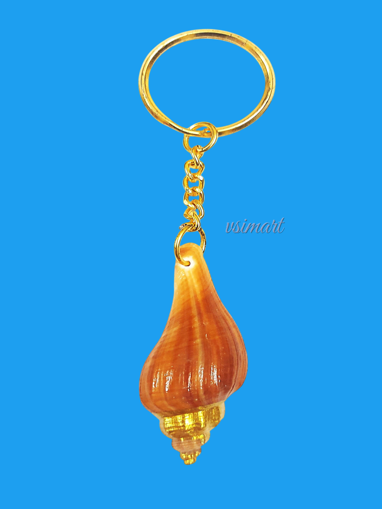 Golden Polished Natural Chank Keychain