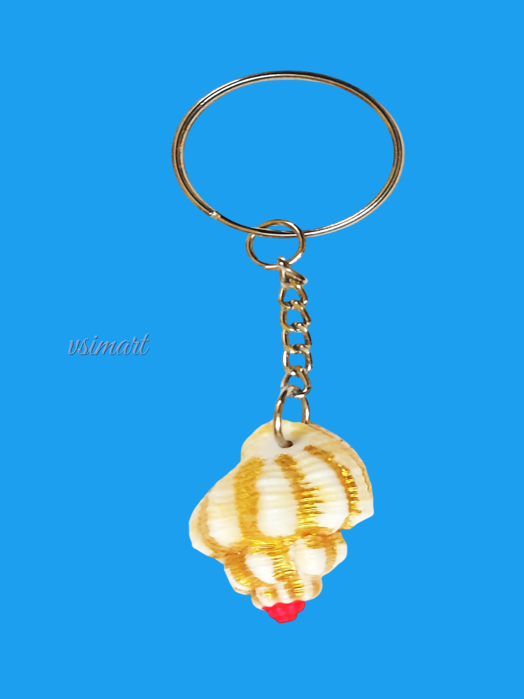 Gold Plated  Rare Variety Natural Chank Keychain