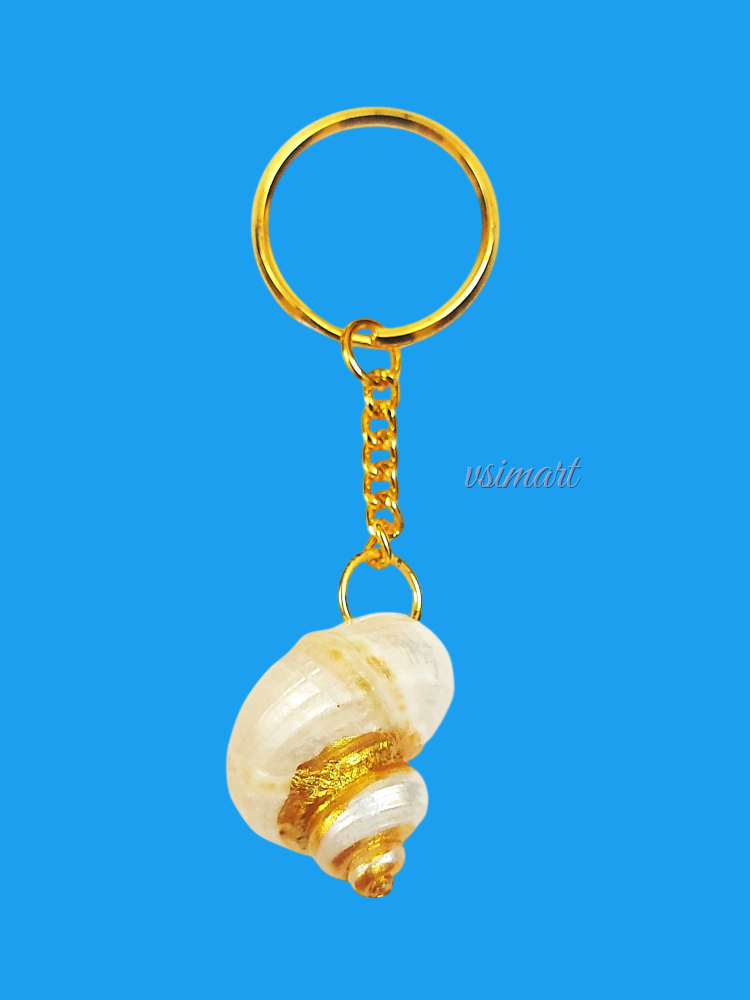 Rare Variety Gold Plated Natural Seashell Chank Keychain