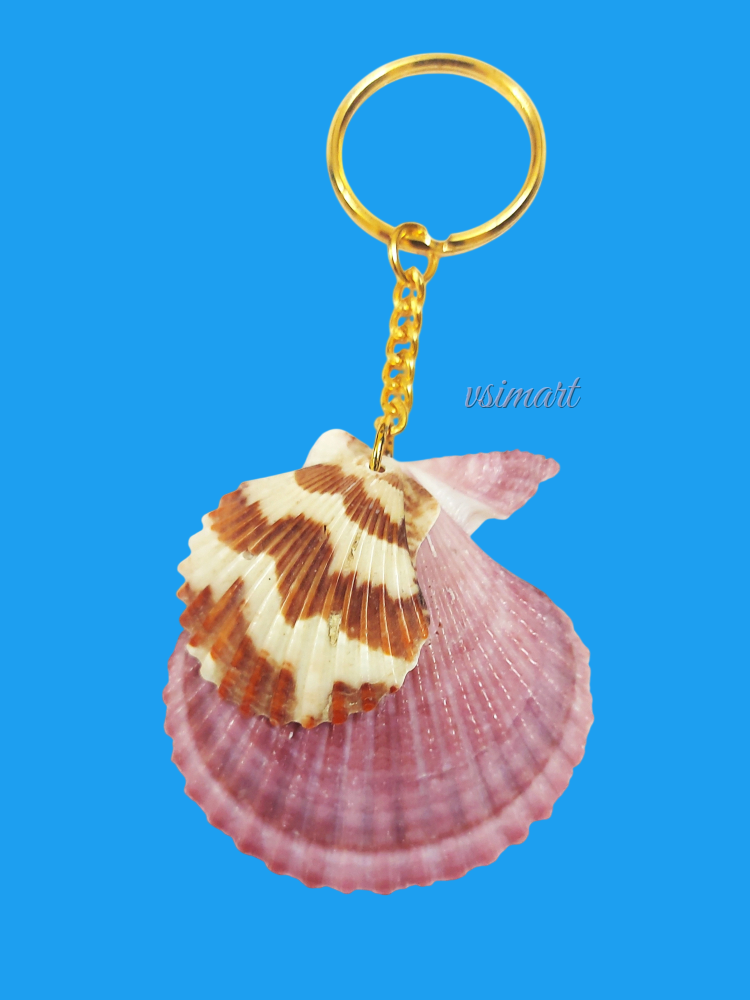 Natural Art Real Seashell Double Layer Keychain