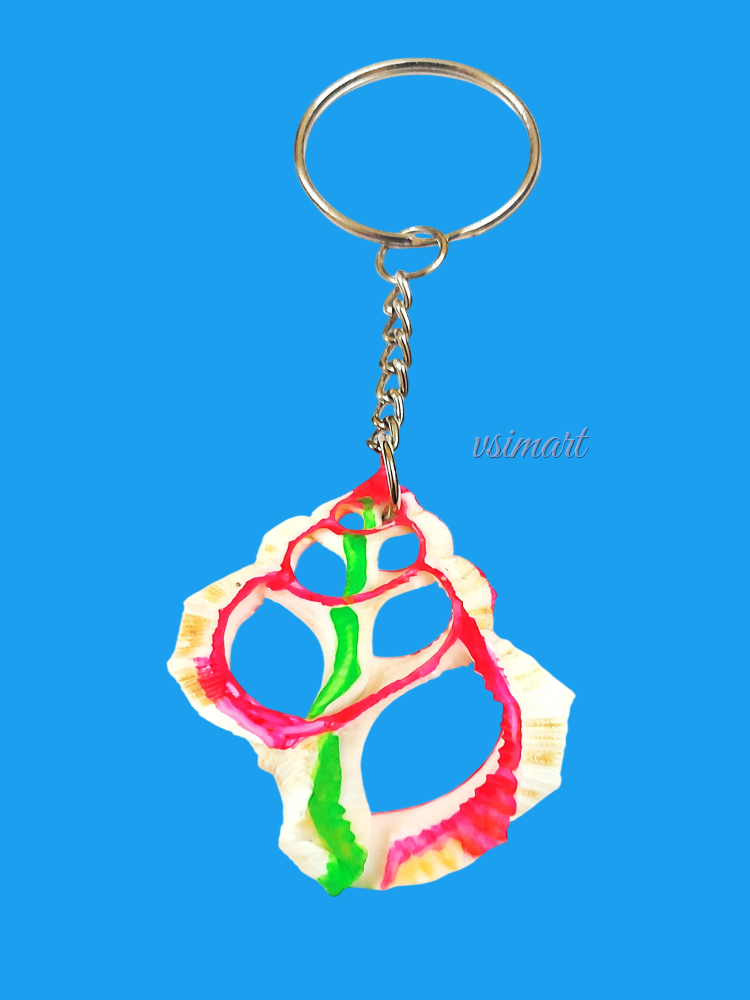 Rare Variety Milky & Multi Color Chank Leaves Keychain