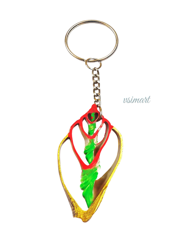 Rare Variety Brown with Colorful Chank Leaves Keychain