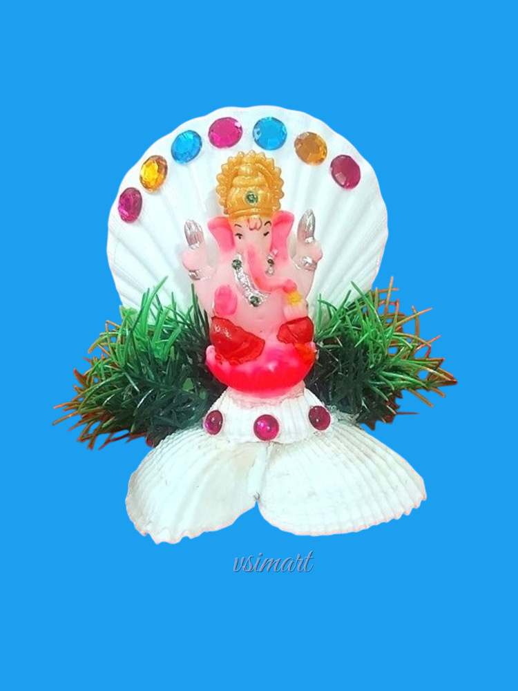 Rare Variety Milky Big Seashell Ganesh with Blinking Light