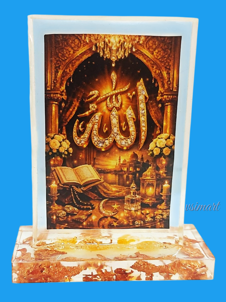 Islamic Photo Muslim Religious Resin Kristal Clear Glass Finish Car Dashboard, Home, Office Decor