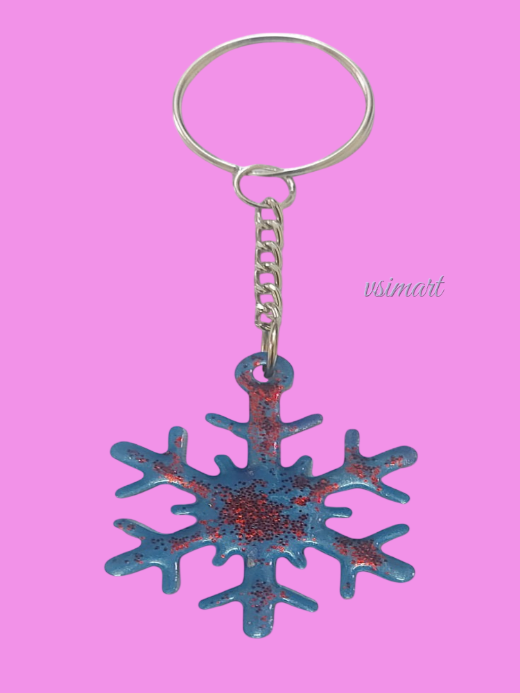 Resin Snowflake Keychain