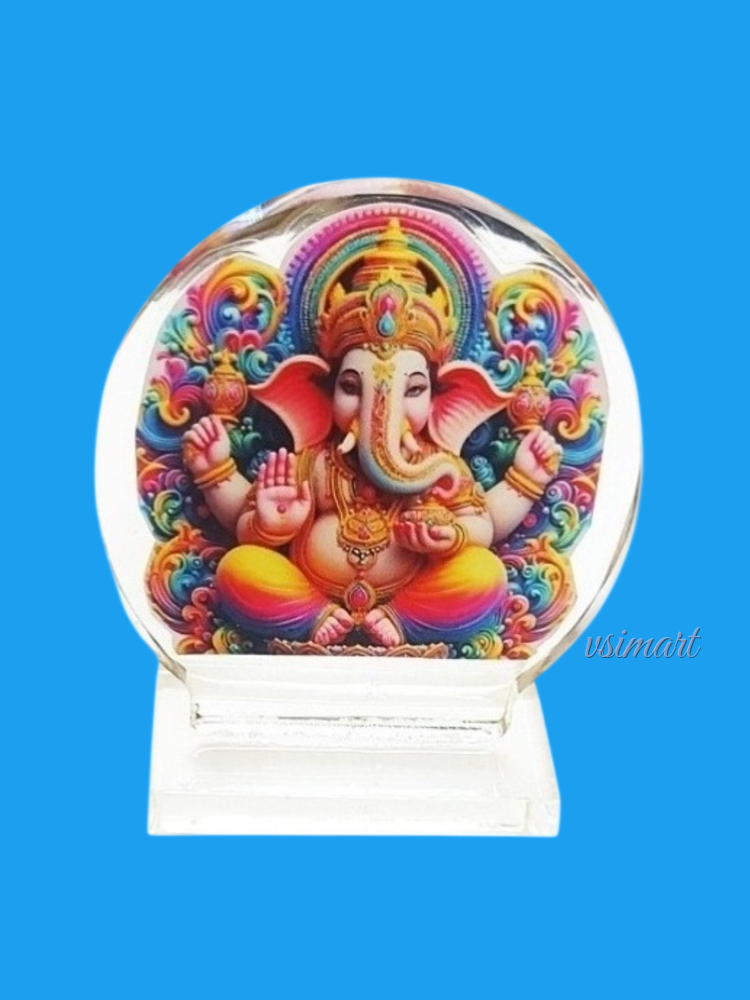 Resin Ganesh Round Shape Car Dashboard Decor