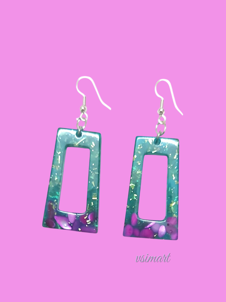 Handmade Resin Rectangle Earrings