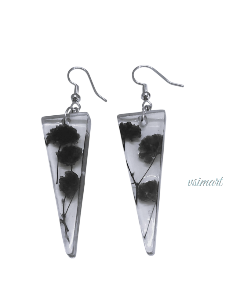 Clear Resin Long Triangle Earrings (1Set)