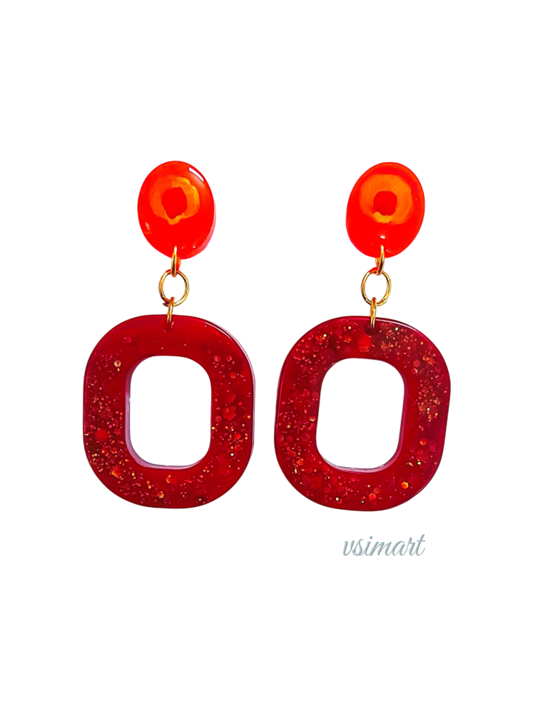 Resin Square Outline Earrings (1Set)