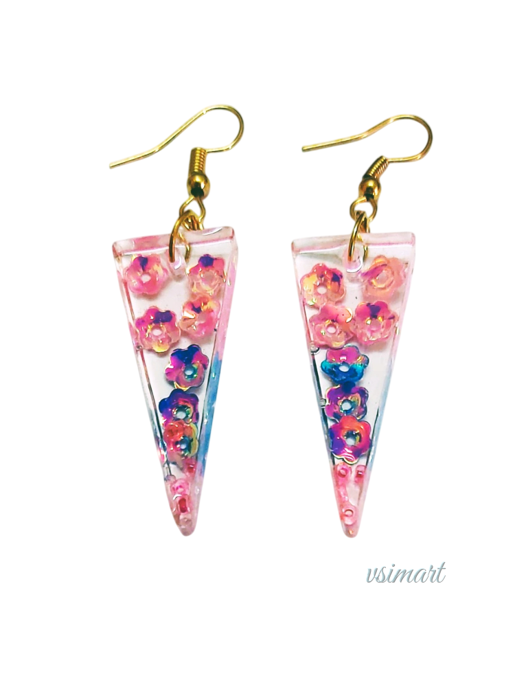 Resin Long Triangle Clear Earrings (1Set)
